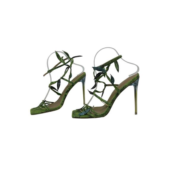 EGO green snake leaves heel strappy sandals size UK 6 - US 8 - Picture 10 of 12